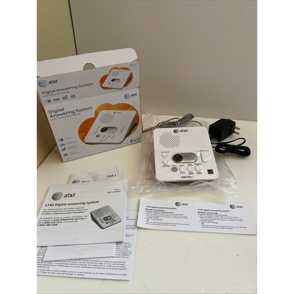 AT&T 1740 Digital Answering Machine‎ System 60 Minutes Remote Access Telephone
